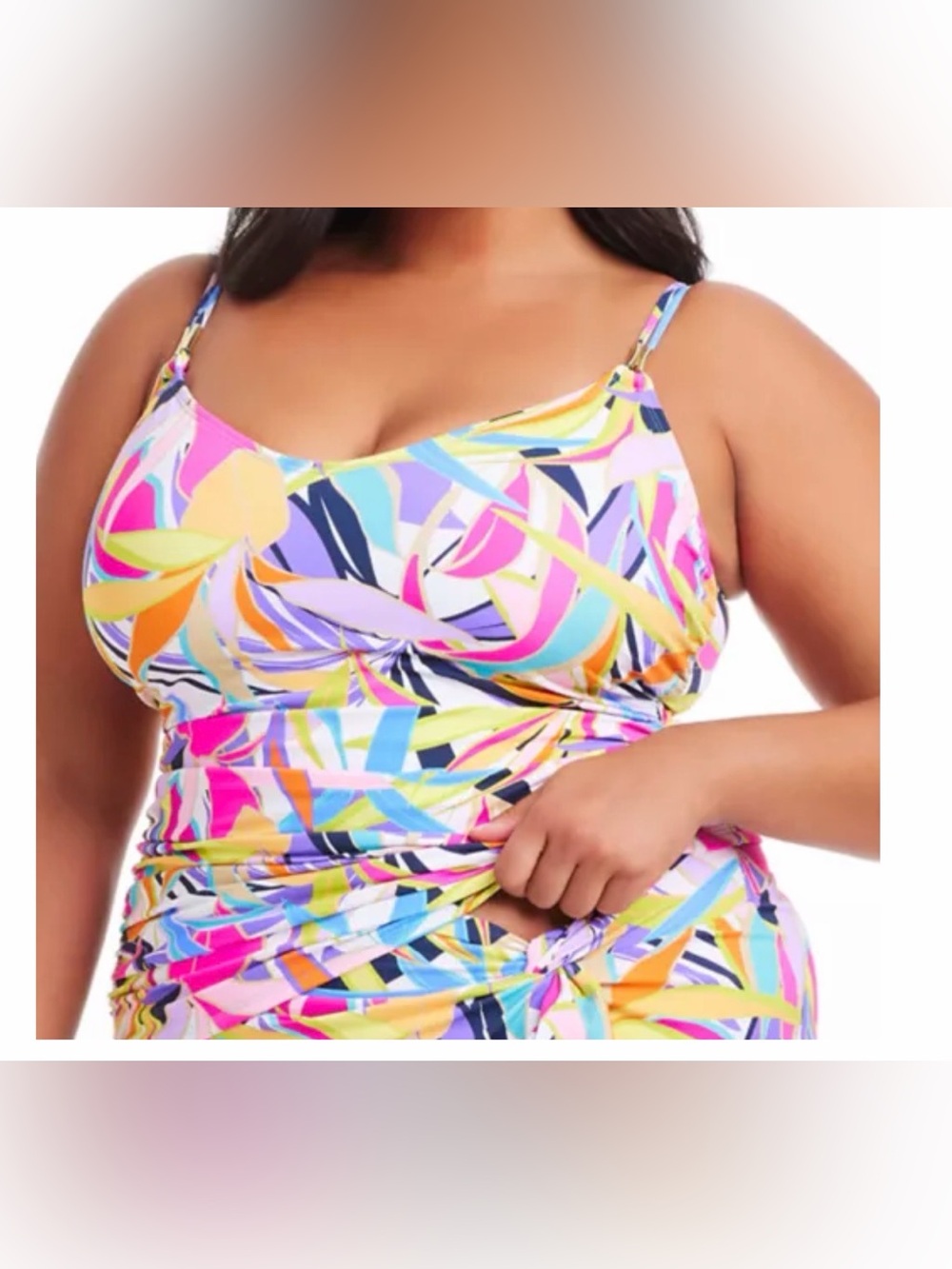 Bleu Rod Beattie Plus Size Living Color Tankini Swim Top Size 16W